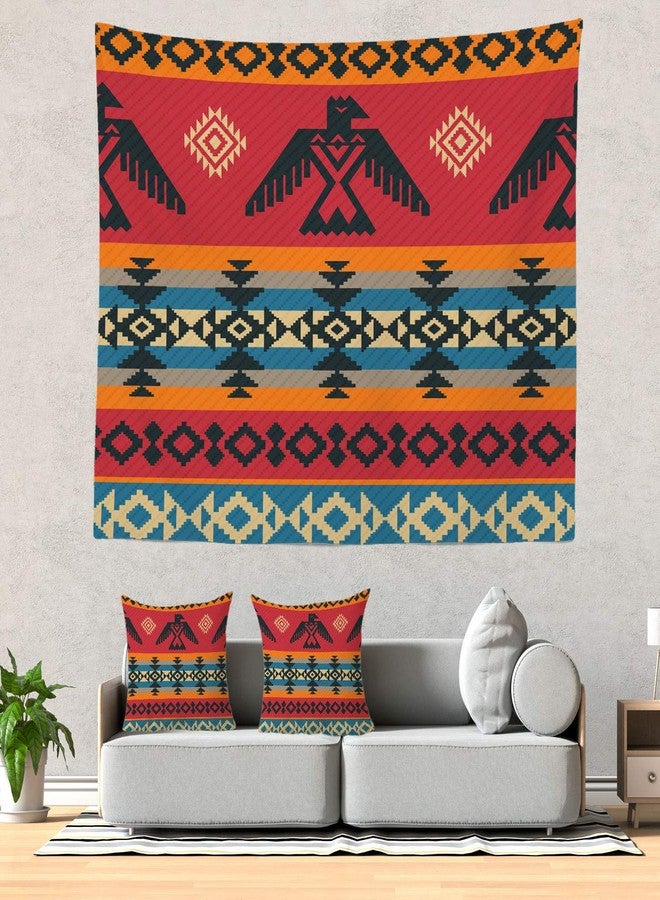 Batmerry Ethnic Geometric Tribal Tapestry, Native American Navajo Tribal Design Print Picnic Mat Hippie Trippy Tapestry Wall Art Decor for Bedroom Living Room, 51.2 x 59.1 Inches, Geometric - Image 5